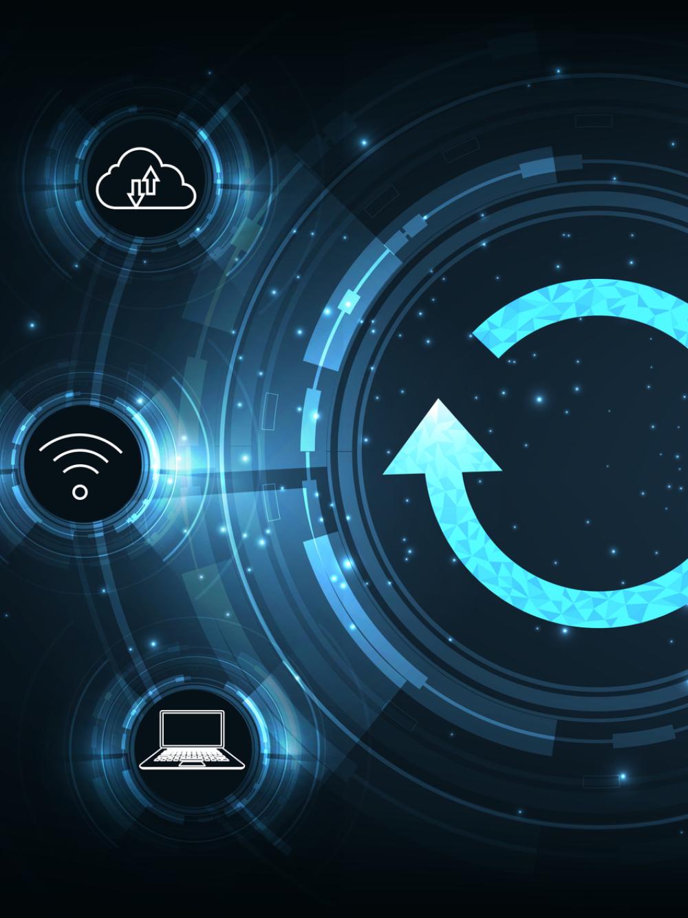 reload symbol with variety of typical IT icons