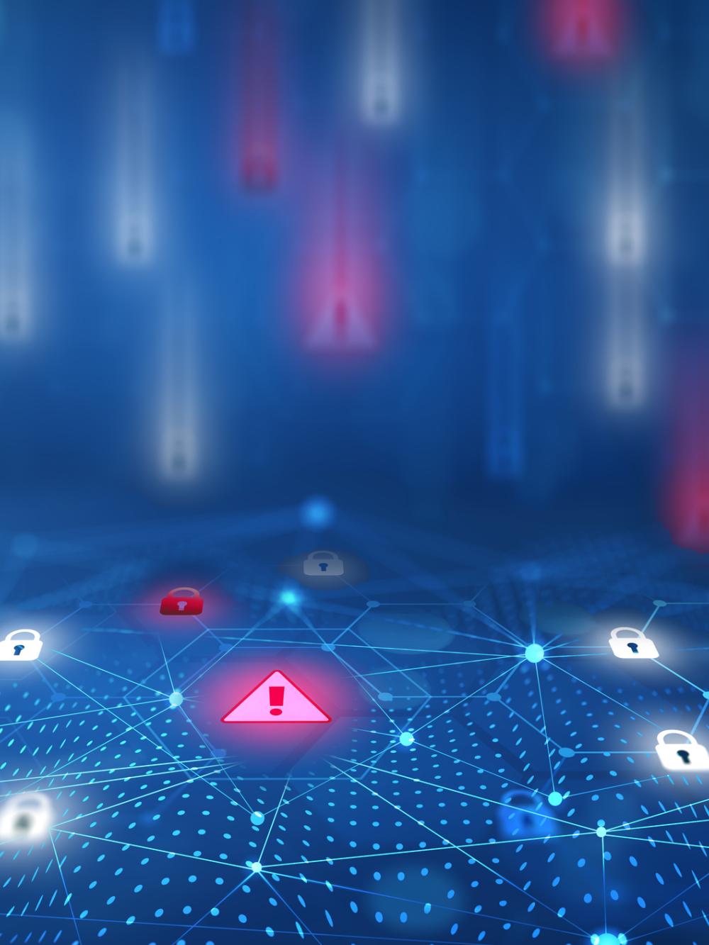 Futuristic digital network background with glowing blue connection points and abstract mesh grid, representing data communication neural networks, and smart technology systems